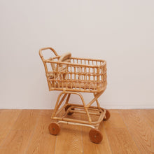 Load image into Gallery viewer, Natura Viva Rattan Toy Shopping Cart
