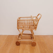 Load image into Gallery viewer, Natura Viva Rattan Toy Shopping Cart
