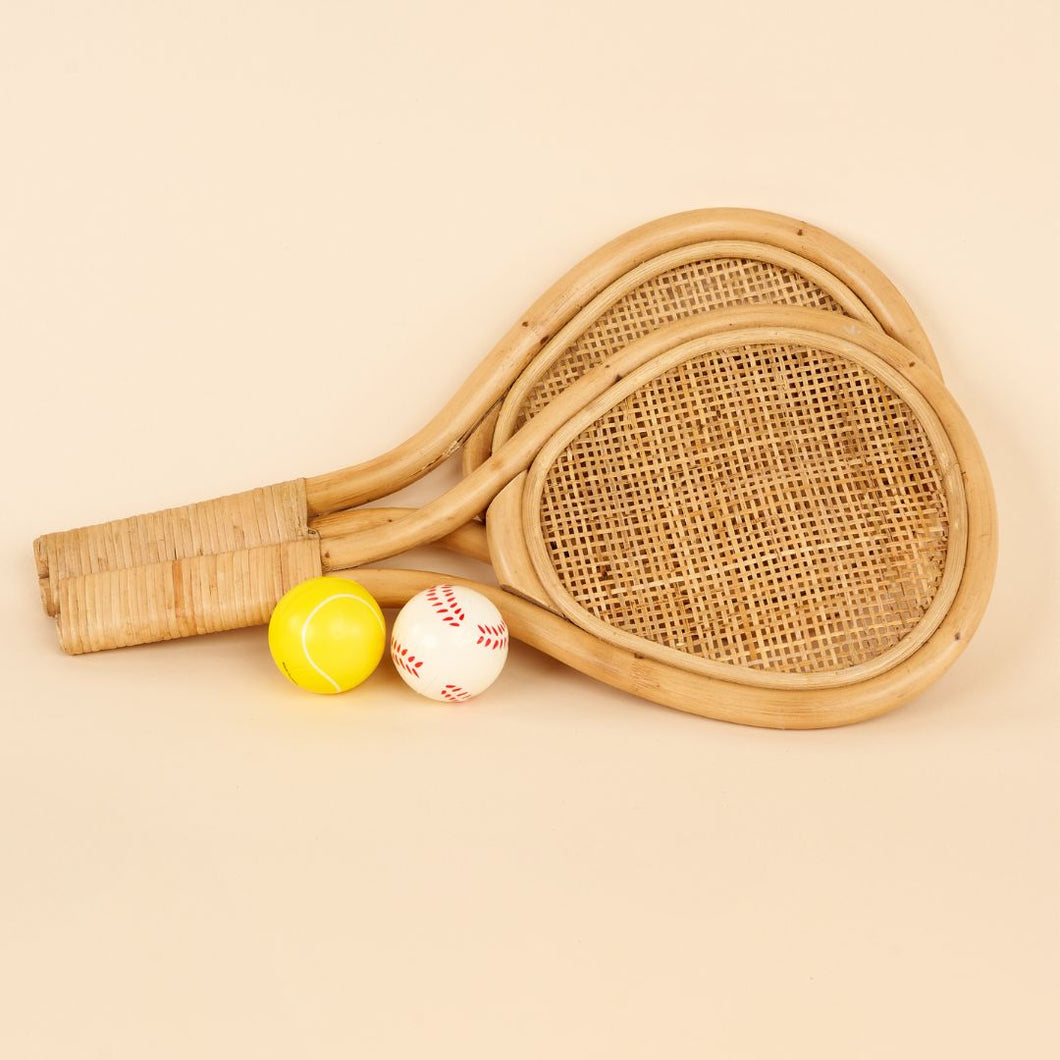Natura Rattan Tennis Racket and Ball