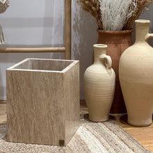 Load image into Gallery viewer, Handmade Travertine Waste Basket