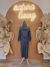Load image into Gallery viewer, Natura Linen Crystal Navy Blue Abaya