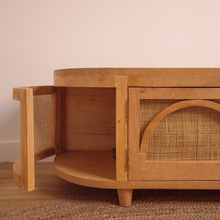 Load image into Gallery viewer, Natura Orson Wood and Rattan curve TV Stand
