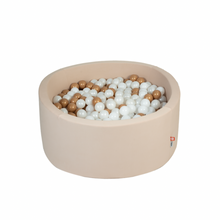 Load image into Gallery viewer, Round Ball Pit - Beige - 90X40 W200 Balls (Pearl, Golden, White)
