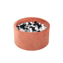 Load image into Gallery viewer, Round Ball Pit - Velvet Marsala - 90X40 W200 Balls (White, Light Grey, Black)
