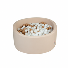 Load image into Gallery viewer, Round Ball Pit - Beige - 100X40 W200 Balls (Pearl, Golden, White)
