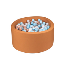 Load image into Gallery viewer, Round Ball Pit - Saddle Brown - 100X40 W200 Balls (Pearl, White, Baby Blue, Golden)
