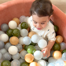 Load image into Gallery viewer, Round Ball Pit - Velvet Marsala - 90X40 W200 Balls (White, Light Grey, Black)