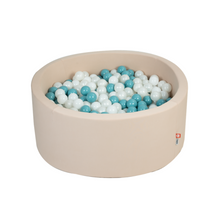 Load image into Gallery viewer, Round Ball Pit - Beige - 100X40 W200 Balls (Pearl, Aquamarine, White)