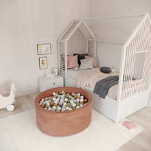 Load image into Gallery viewer, Round Ball Pit - Velvet Marsala - 90X40 W200 Balls (White, Light Grey, Black)