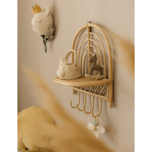 Load image into Gallery viewer, Natura Rainbow Rattan Shelf with Hooks