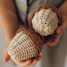 Load image into Gallery viewer, Natura Acorn Rattan Rattle (Set of 2)