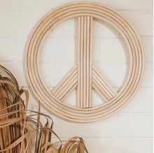 Load image into Gallery viewer, Natura Peace Sign Rattan Wall Décor
