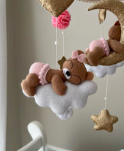 Load image into Gallery viewer, Organic Pink Teddy mobile cot
