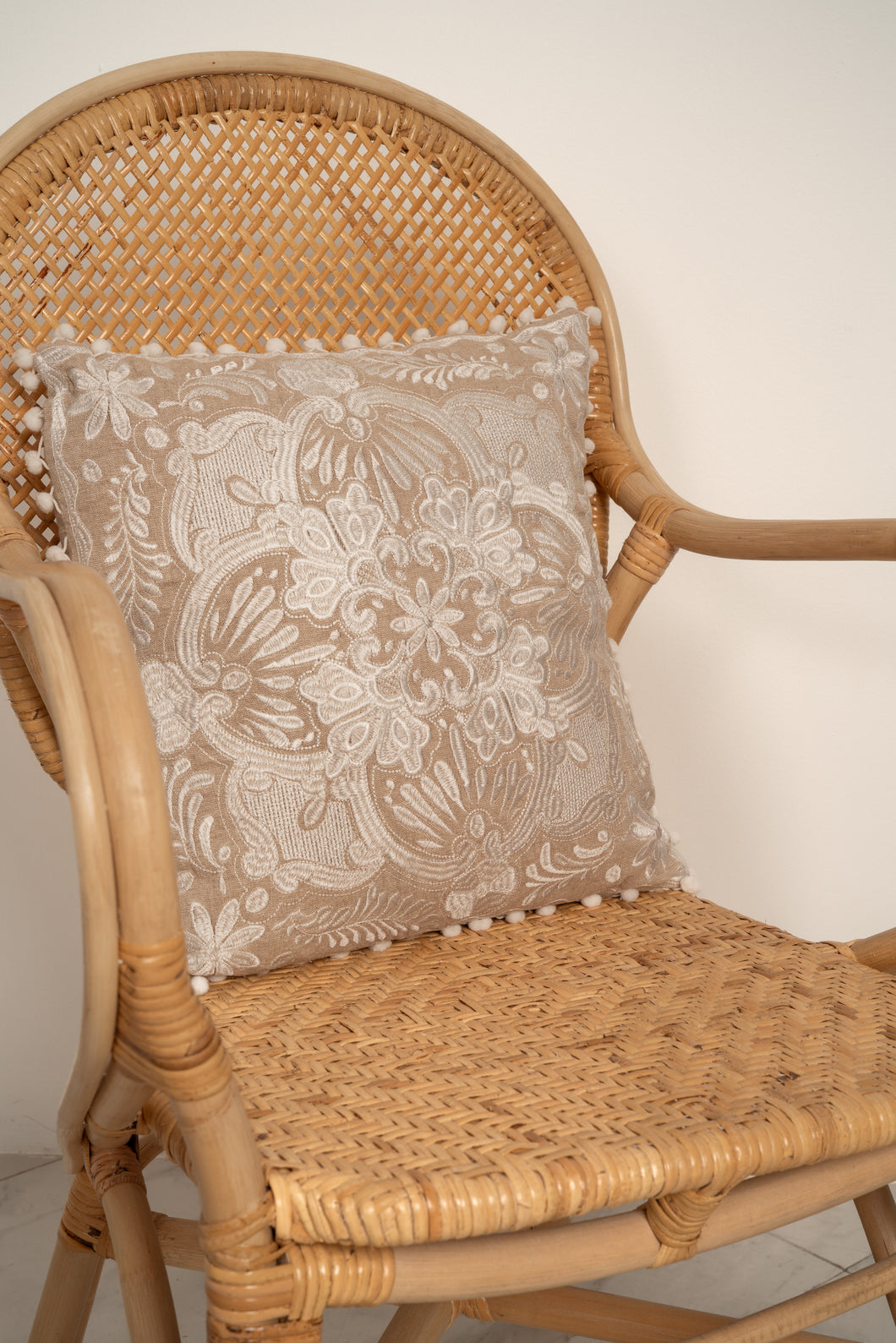 Natura Zari Embroidered Filled Cushion