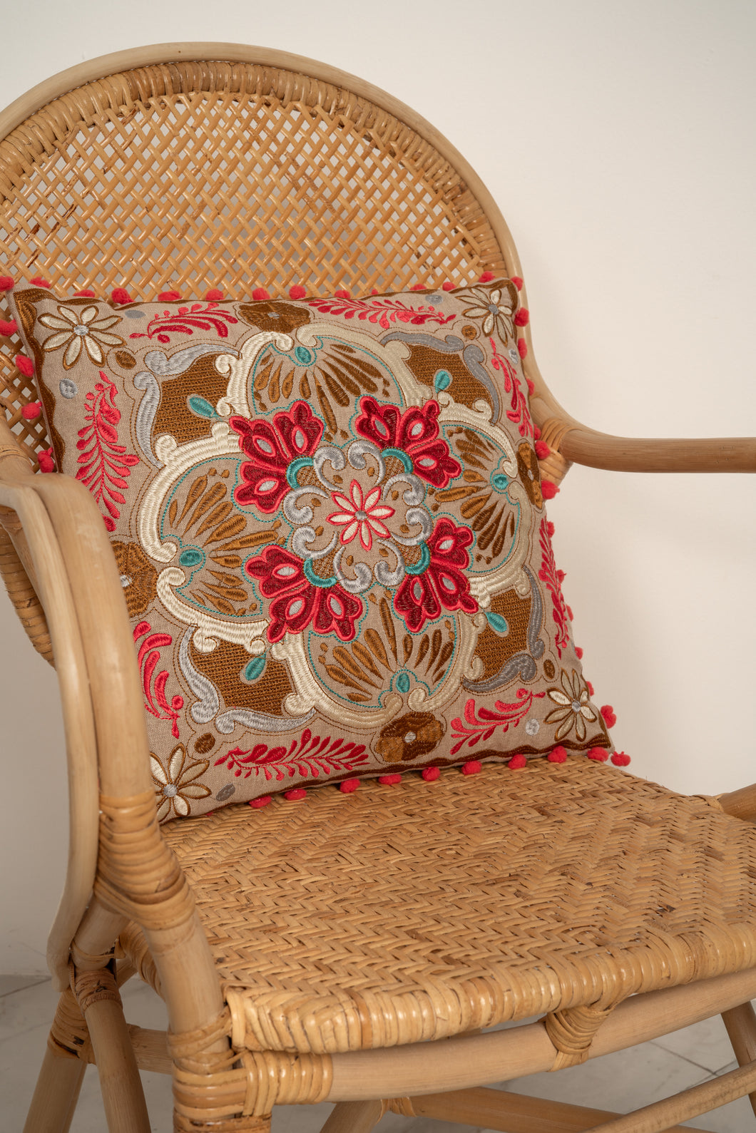 Natura Kantha Embroidered Filled Cushion