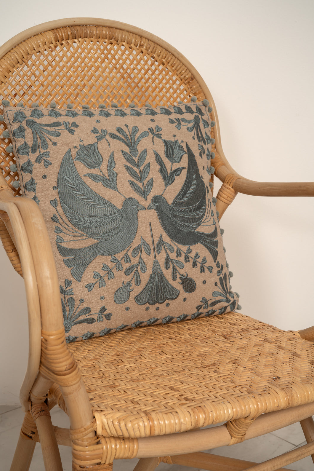 Natura Kashida Embroidered Filled Cushion