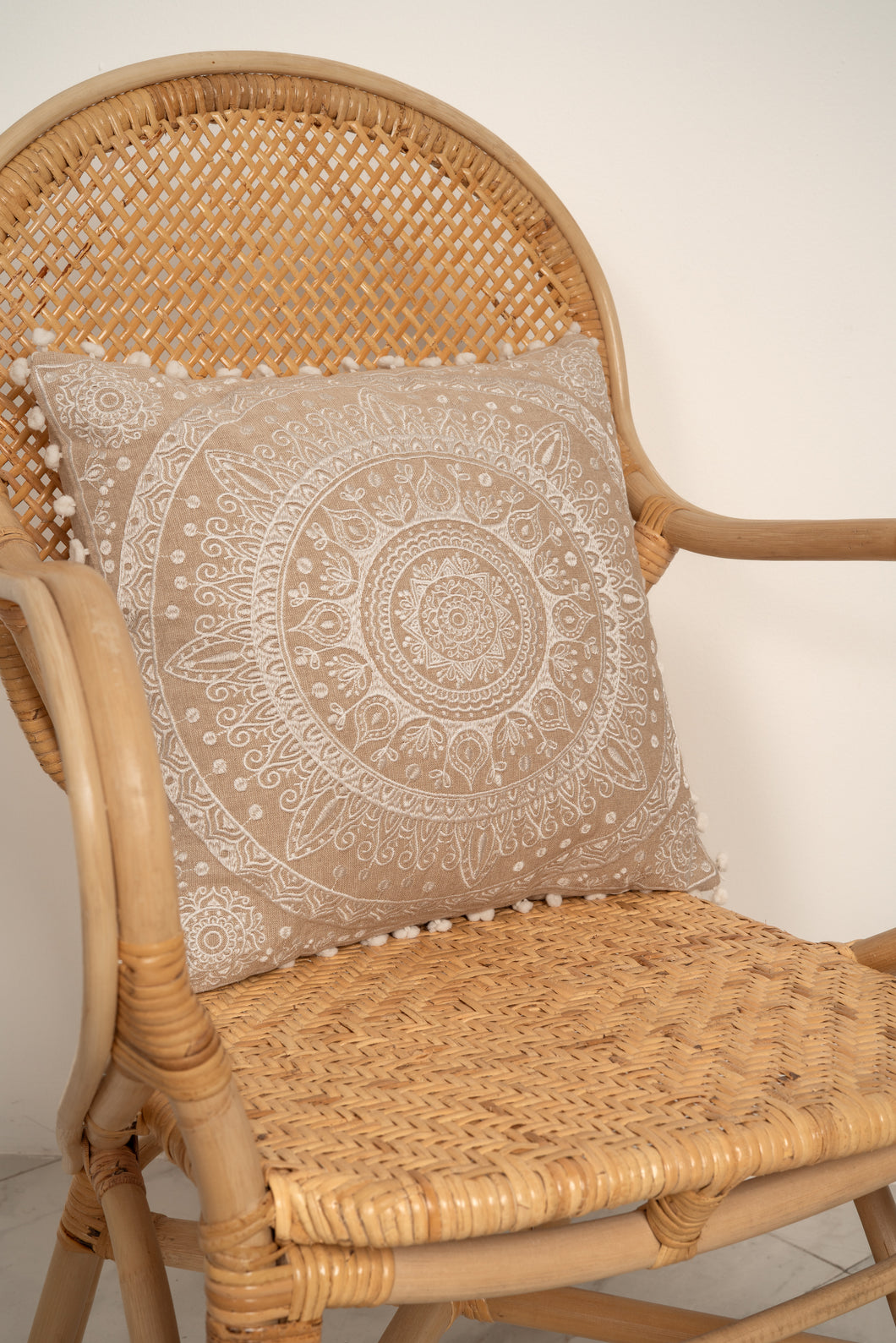 Natura Bloom Embroidered Filled Cushion