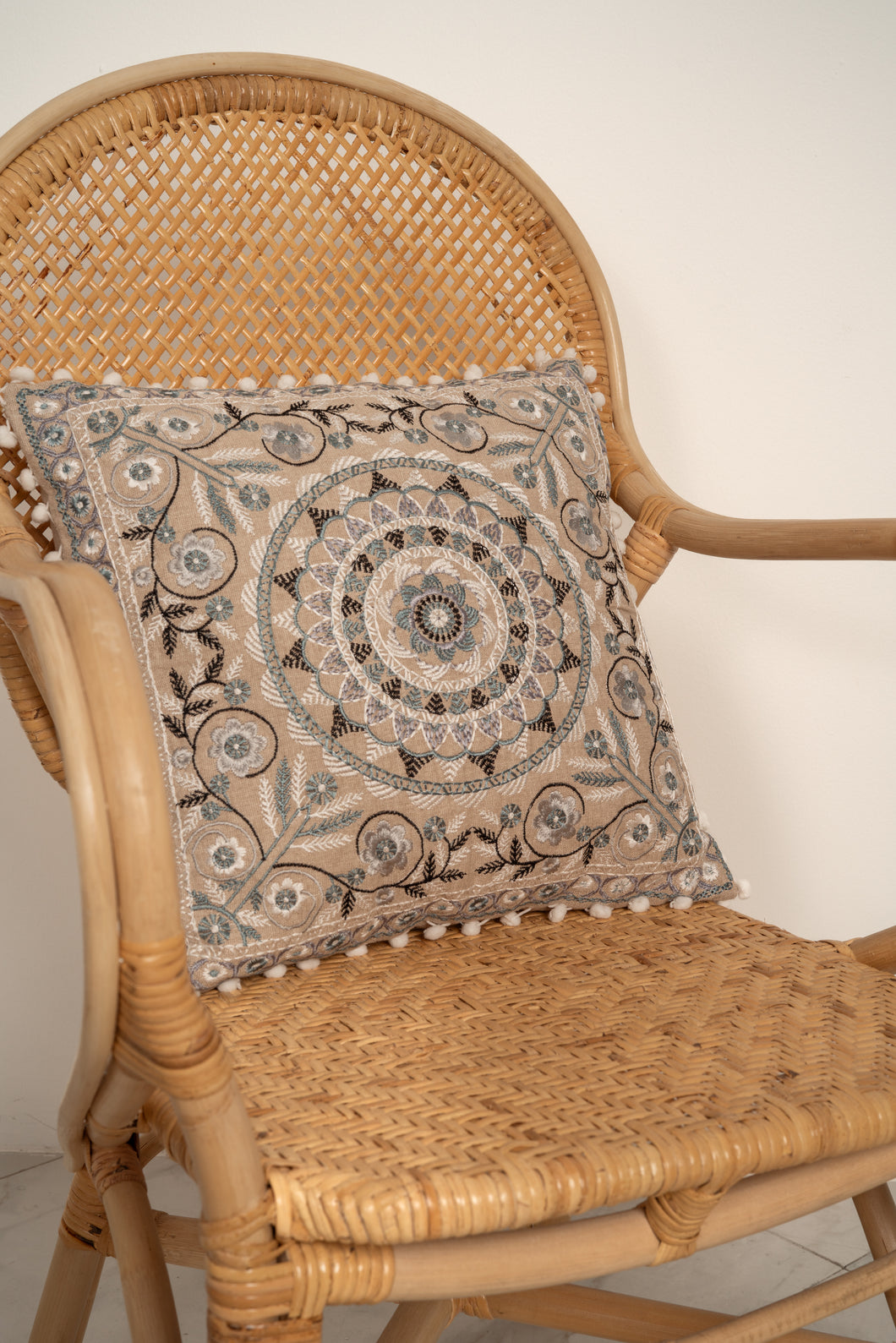 Natura Gulmohar Embroidered Filled Cushion