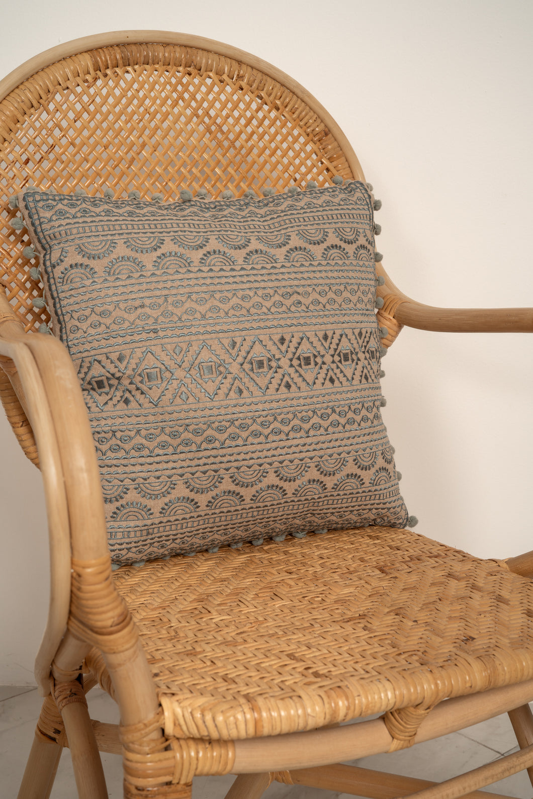 Natura Lotus Embroidered Filled Cushion