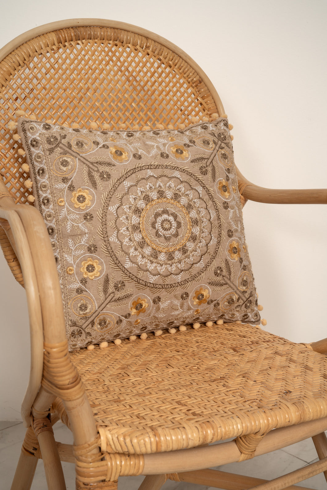 Natura Aangan Embroidered Filled Cushion