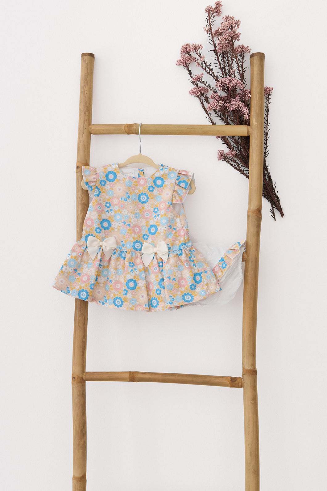 Natura Blue Floral Print Flare Dress