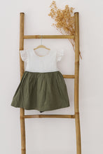 Load image into Gallery viewer, Natura White &amp; Khaki Zora Linen Dress

