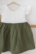 Load image into Gallery viewer, Natura White &amp; Khaki Zora Linen Dress
