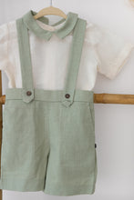 Load image into Gallery viewer, Natura Dungarees Green With White Linen Shirt
