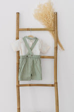 Load image into Gallery viewer, Natura Dungarees Green With White Linen Shirt
