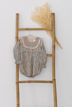 Load image into Gallery viewer, Natura Cotton &amp; Linen Blue Floral Romper
