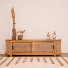 Load image into Gallery viewer, Natura Pia Solid Wood and Rattan Curve TV Stand
