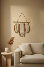 Load image into Gallery viewer, Natura Raffiar and Feather Wall Hanging
