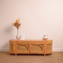 Load image into Gallery viewer, Natura Orson Wood and Rattan curve TV Stand
